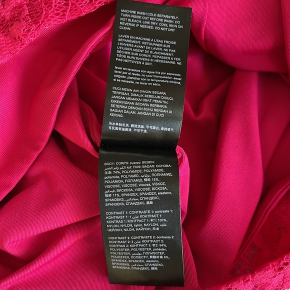 Bebe Shawna Hot Pink Lace Dress Size 00 - Picture 10 of 10